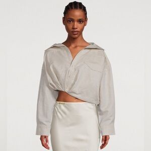 JACQUEMUS Mejean Cotton-Linen Cropped Shirt - size  34